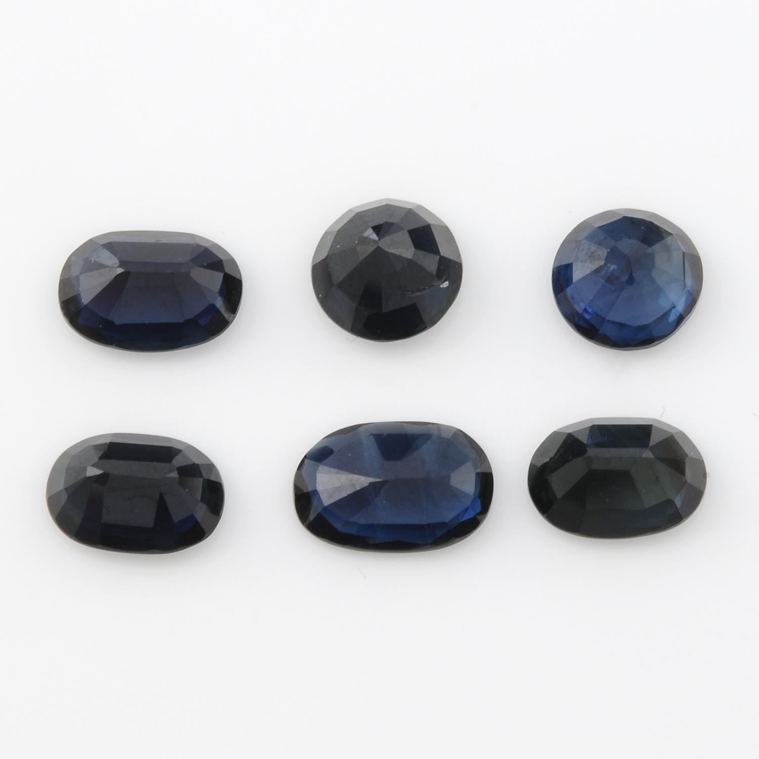 Six oval and circular-shape blue sapphires, total weight 6.59cts. - Image 2 of 2