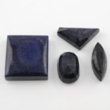 Four blue corundum and a lapis lazuli,