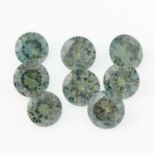 Eight circular-shape green synthetic moissanite, total weight 6.51cts.