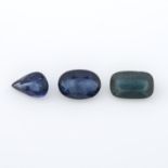 Three vari-shape sapphires, total weight 3.89cts.