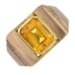 A citrine single-stone ring.Stamped 9ct.Ring size N.