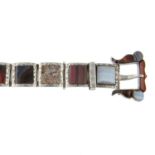 A Victorian agate belt buckle bracelet,