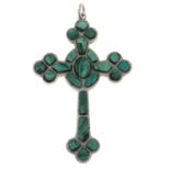 A Victorian malachite cross pendant.Length 7.5cms.
