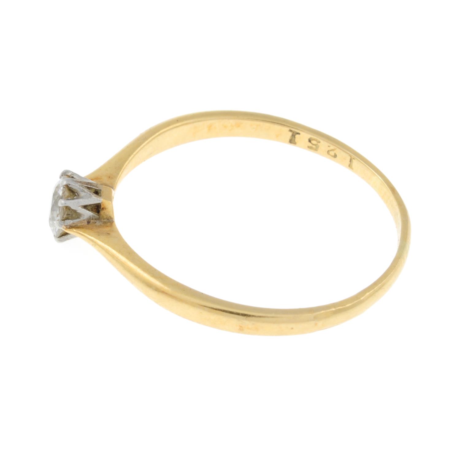 An 18ct gold diamond single-stone ring.Estimated diamond weight 0.2cts, - Image 2 of 3