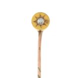 A late Victorian gold old-cut stickpin.Length of stickpin head 0.7cms.