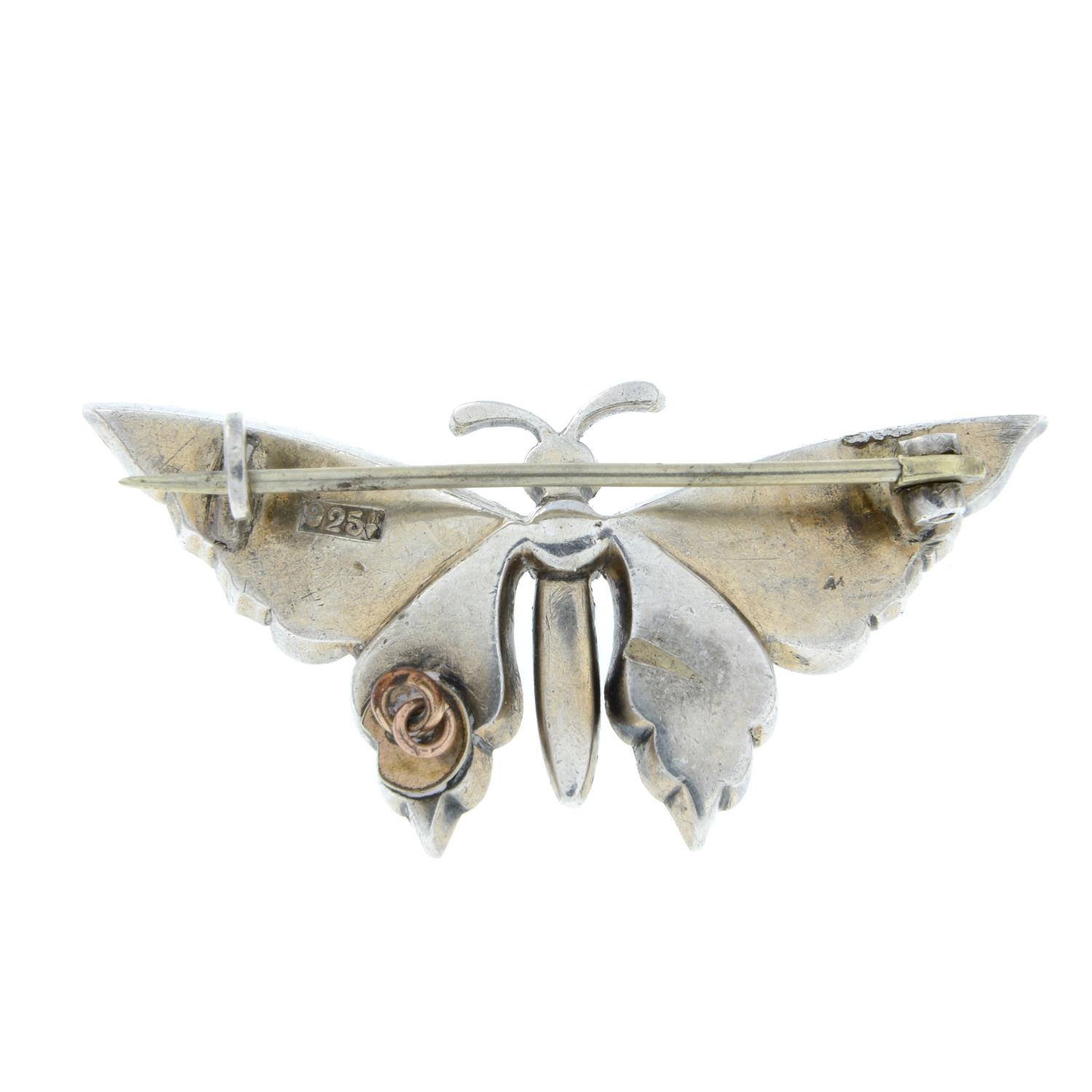 An early 20th century paste and garnet butterfly brooch. - Image 2 of 2