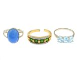 A selection of eleven gem-set rings.