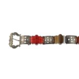 A Victorian silver and agate buckle bracelet.Length 23.5cms.