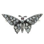 An early 20th century paste and garnet butterfly brooch.