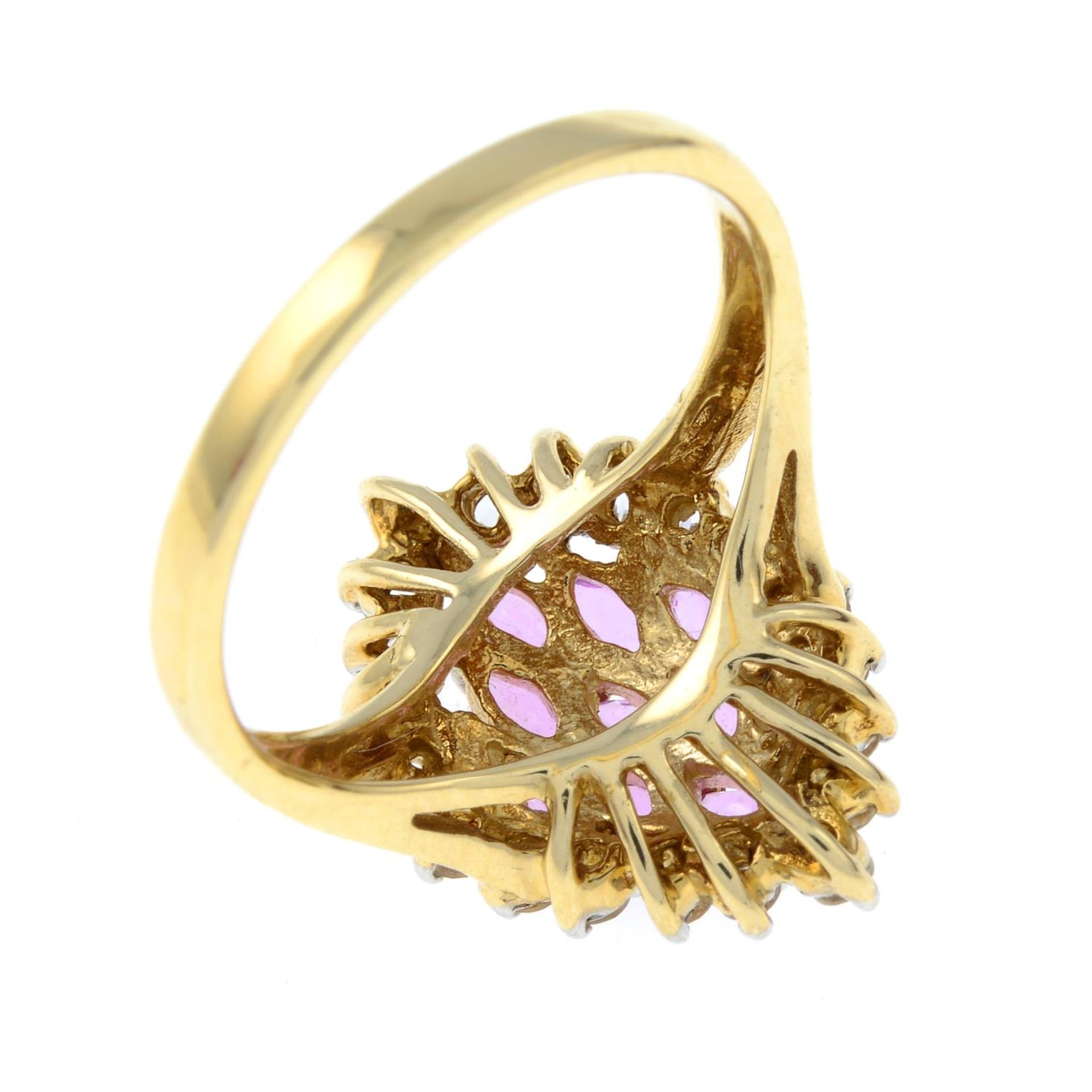 A pink sapphire and colourless gem ring.Stamped 14K. - Image 3 of 3