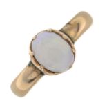 An early 20th century 9ct gold opal single-stone ring.Hallmarks for Birmingham, 1924.Ring size M.