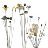 A selection of mainly gem-set hatpins and hatpin heads.