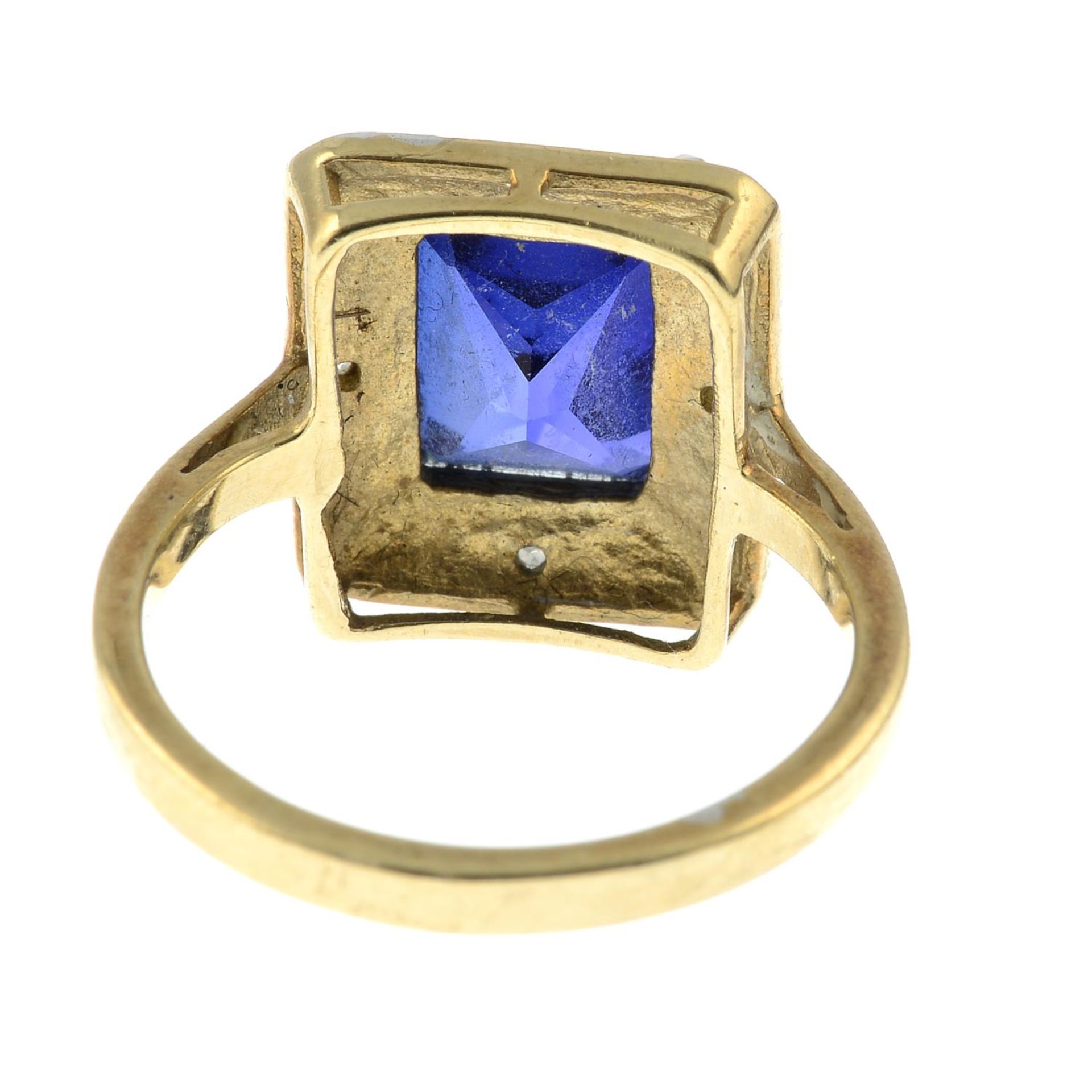 A 9ct gold synthetic sapphire and diamond dress ring.Hallmarks for Birmingham.Ring size L1/2. - Image 3 of 3