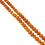An amber bead necklace.Amber is untested.Diameter of beads 0.8 to 1cms.