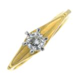 An 18ct gold diamond single-stone ring.Estimated diamond weight 0.20ct,