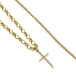 A 9ct gold belcher chain necklace,