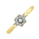 An 18ct gold diamond single-stone ring.Diamond weight 0.50cts stamped to band.