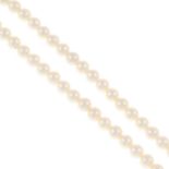 A cultured freshwater pearl necklace.