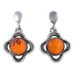 A selection of mainly earrings, to include a pair of amber earrings.