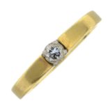 An 18ct gold diamond single-stone ring.Estimated diamond weight 0.10cts.Hallmarks for London,