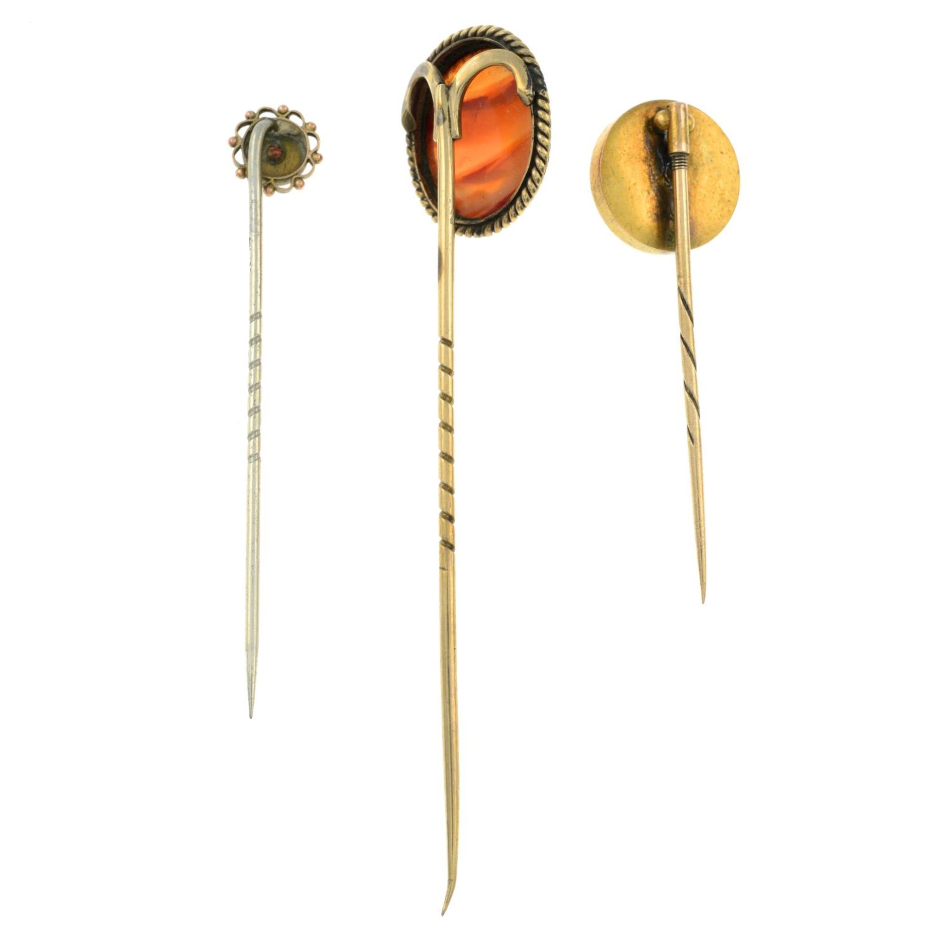 Three gem-set stickpins, - Image 3 of 3