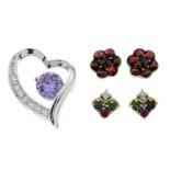 Two pairs of gem-set earrings,