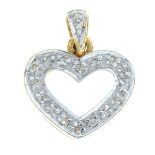 A diamond heart pendant.Stamped 585.Length 1.7cms.