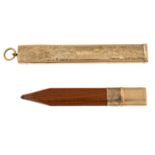 An early 20th century 9ct gold pencil case.Hallmarks for Chester.Length 7.6cms.