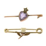 A cultured pearl and old-cut diamond stickpin,