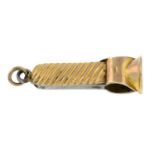 A cigar cutter pendant.Stamped 9ct.Length 5.3cms.