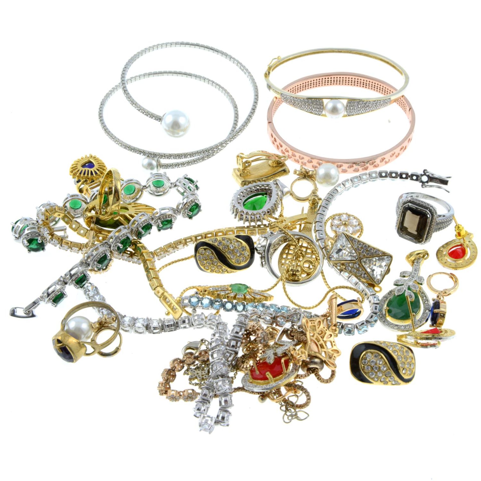 A selection of mostly cubic zirconia set costume jewellery. - Image 2 of 2