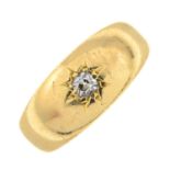 An Edwardian 18ct gold diamond gypsy-set ring.Estimated diamond weight 0.7cts.