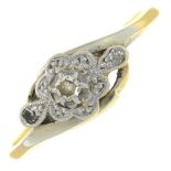 An early 20th century 18ct gold single-cut diamond dress ring.Estimated total diamond weight under