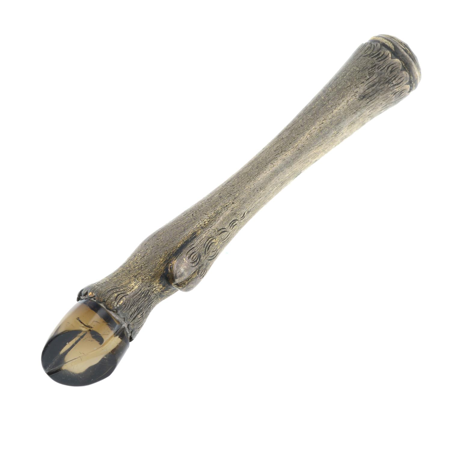 A Victorian smoky quartz and citrine novelty seal of a deer leg.Length 9.6cms. - Image 2 of 3