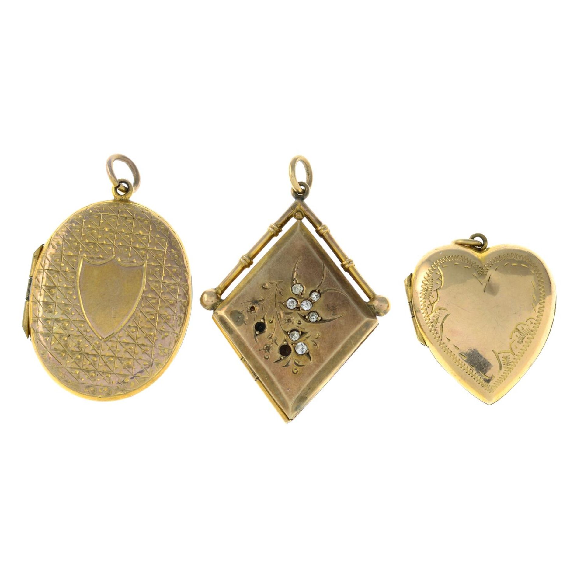 Three engraved lockets.