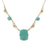 An early 20th century amazonite necklace.Length 41.3cms.