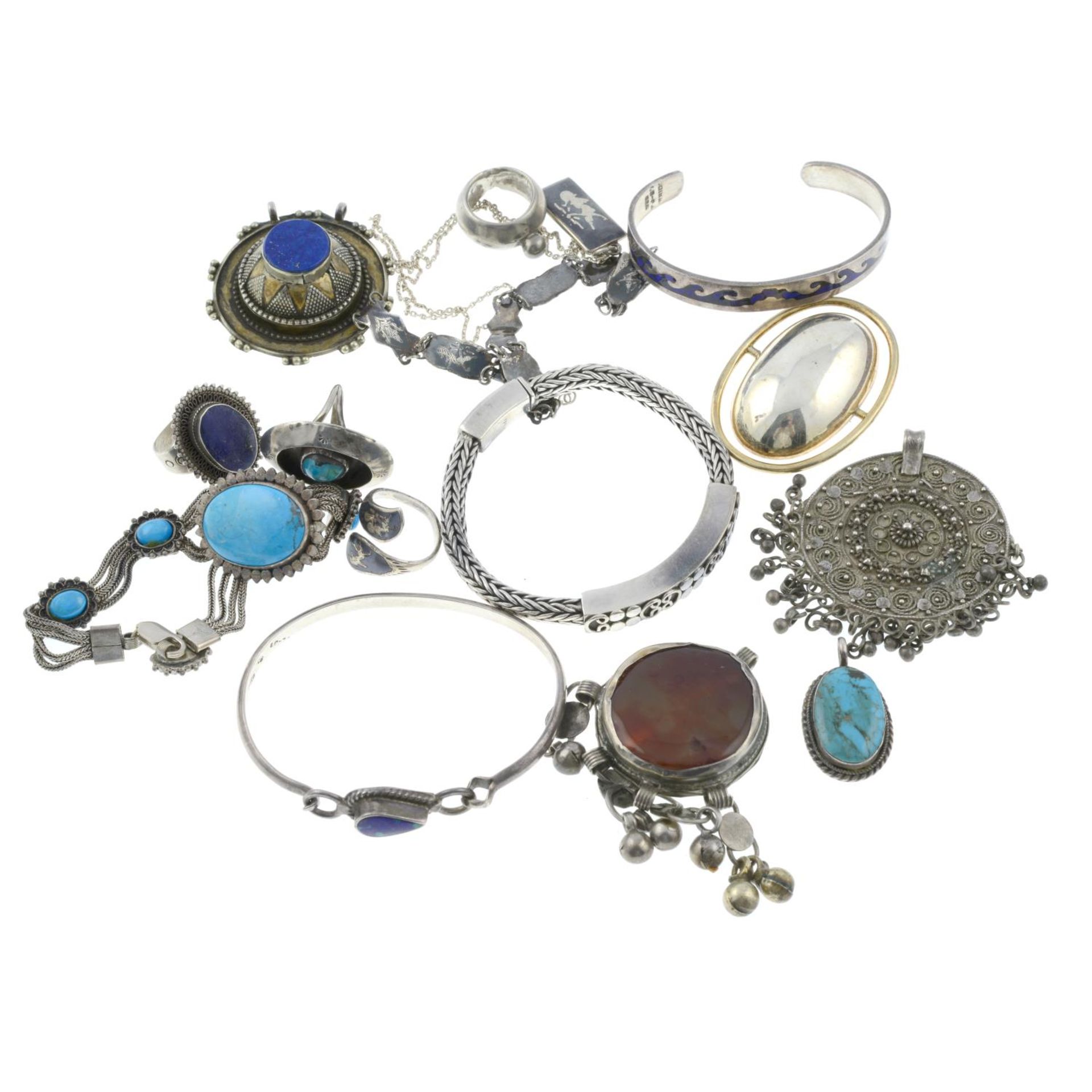 A selection of international jewellery.Some with marks to indicate silver. - Image 2 of 2