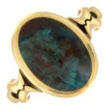 A 9ct gold turquoise single-stone ring.Hallmarks for Sheffield.Ring size N.