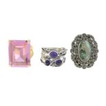 A selection of gem-set rings,