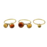 Three amber stacking rings.Ring size H 1/2.