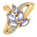 A 14ct gold iolite and diamond dress ring.Hallmarks for Birmingham.