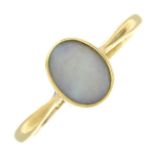 An 18ct gold opal single-stone ring.Hallmarks for London.Ring size N.