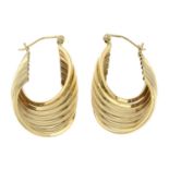 A pair of 9ct gold hoop earrings.Import marks for London, 1990.