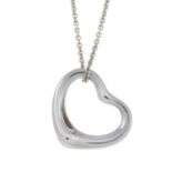 An 'Open Heart' pendant with chain, by Elsa Peretti for Tiffany & Co.Signed Tiffany & Co.