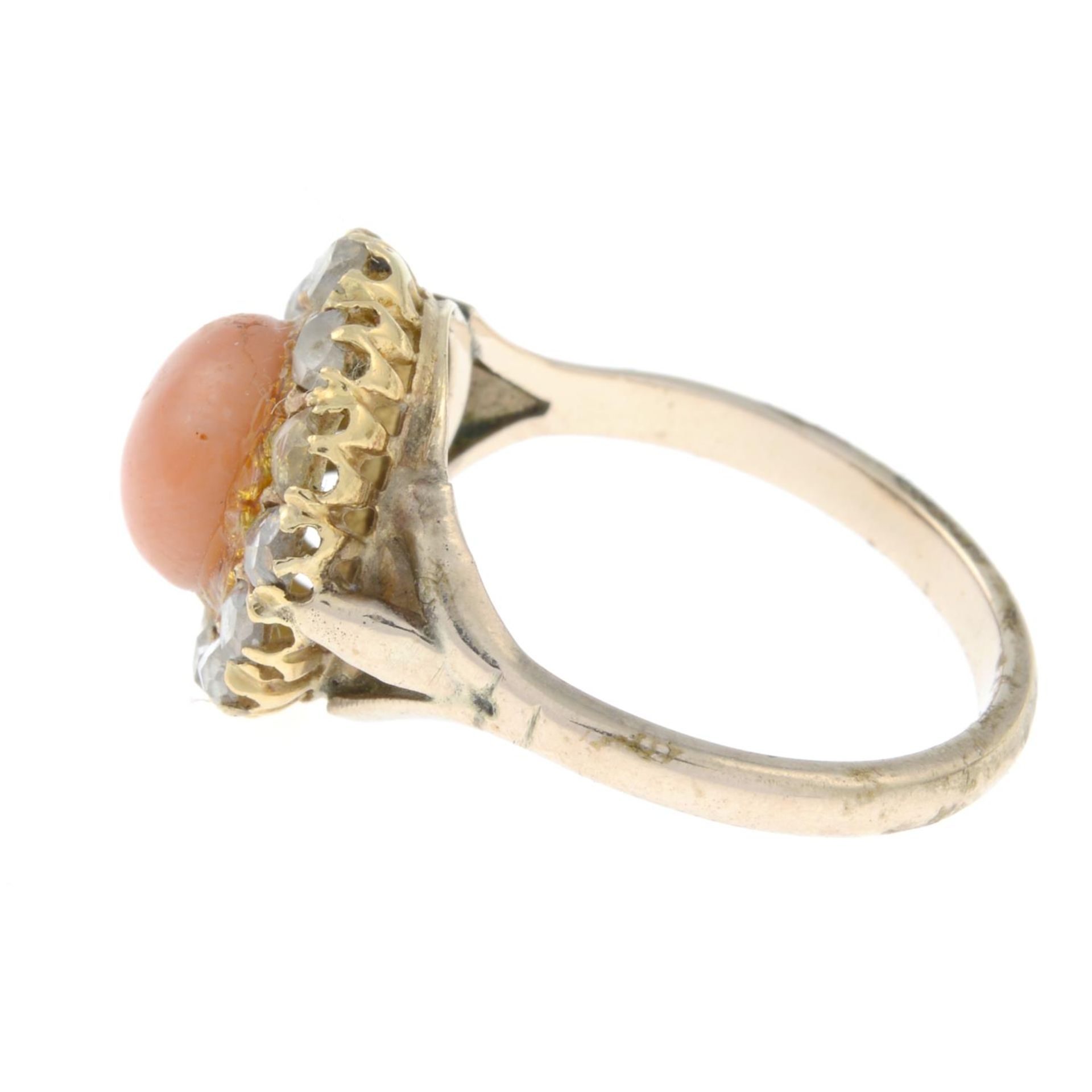 A 19th century rose-cut diamond and coral ring.Ring size N 1/2. - Image 2 of 3