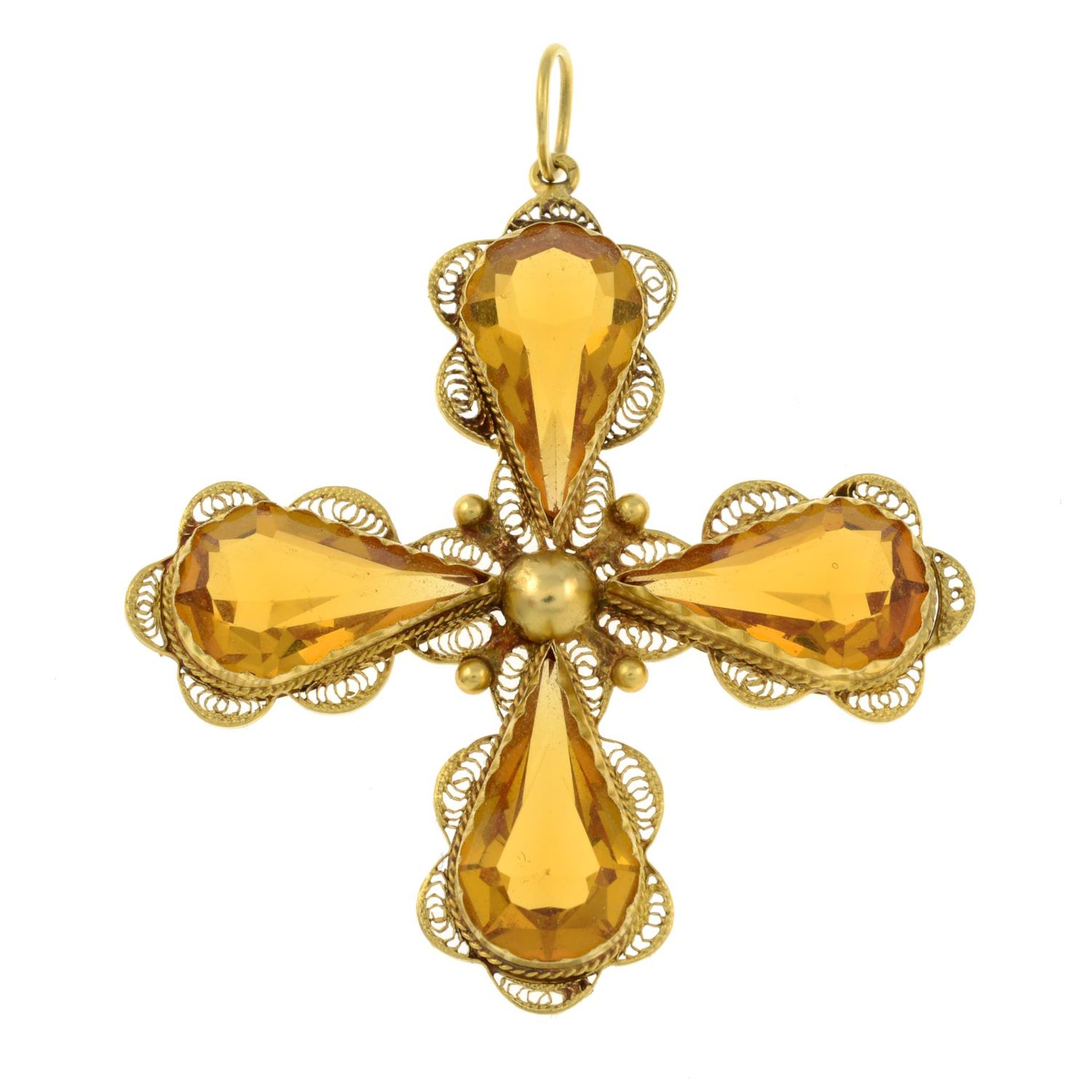 A paste cross filigree pendant.Length 6cms.