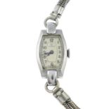 A stainless steel lady's cocktail watch, by Omega.Length of watch head 3.2cms.