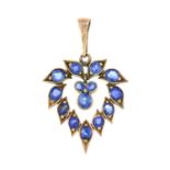 A sapphire drop pendant.