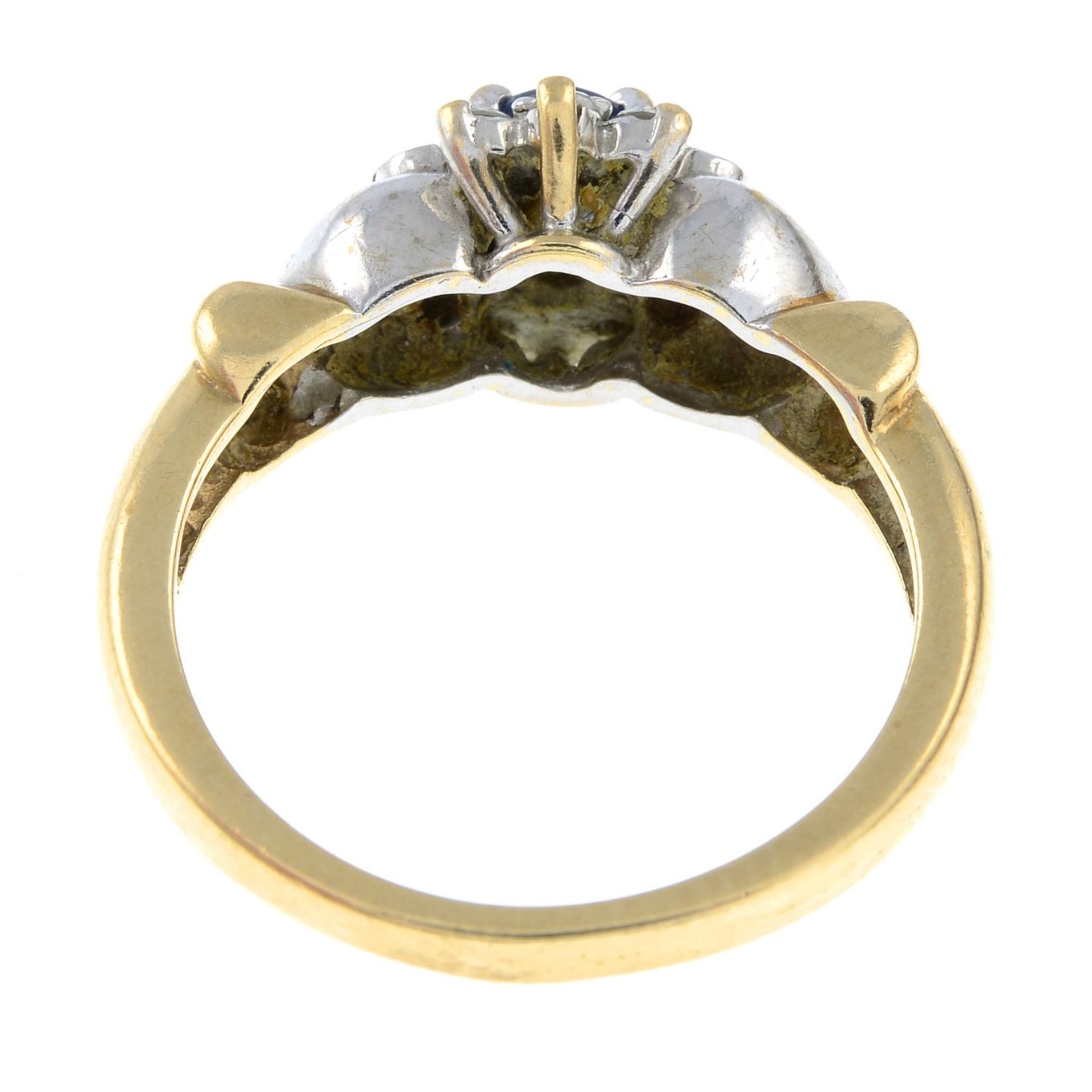 A 9ct gold sapphire and brilliant-cut diamond cluster ring.Estimated total diamond weight - Image 3 of 3