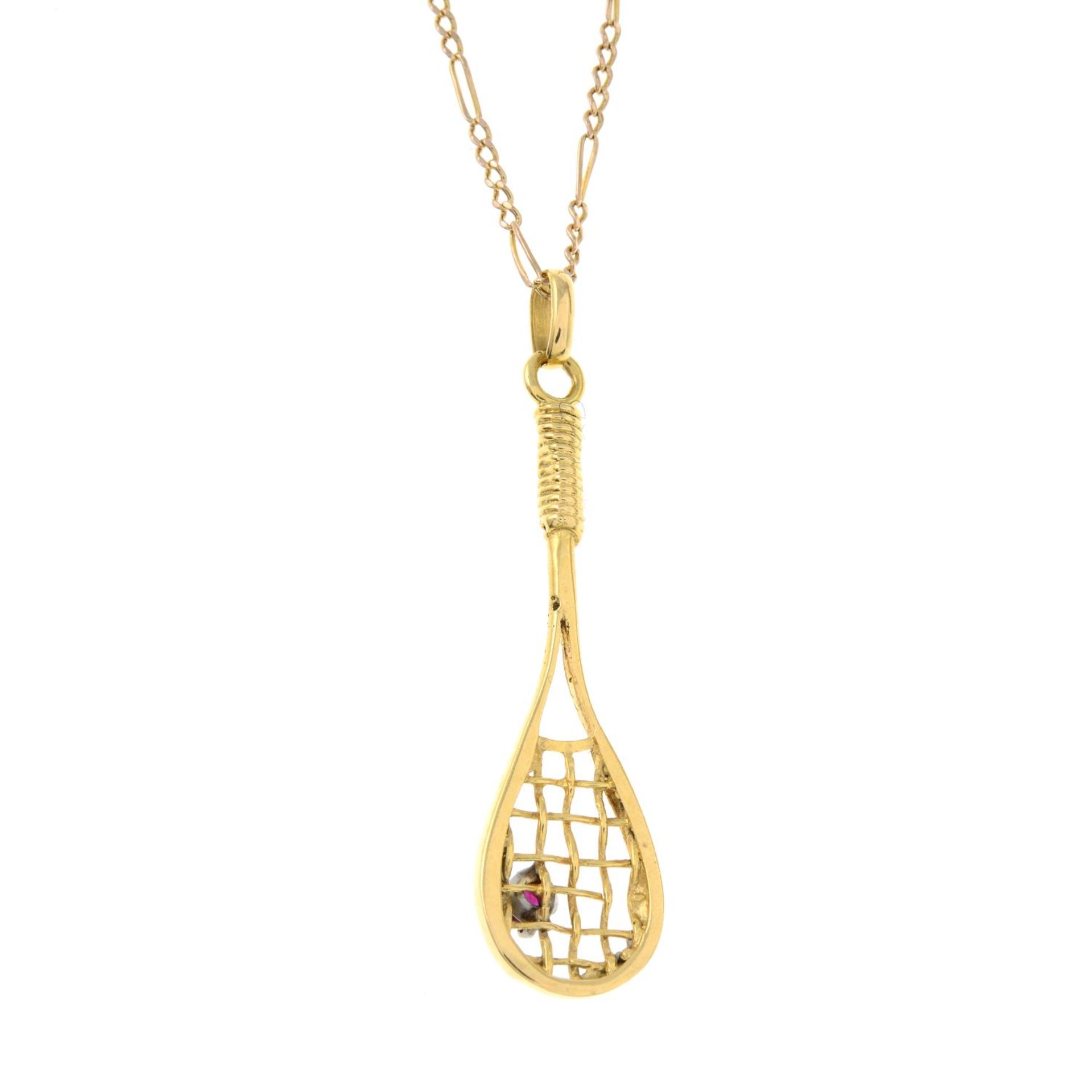 A ruby tennis racket pendant, - Image 2 of 3